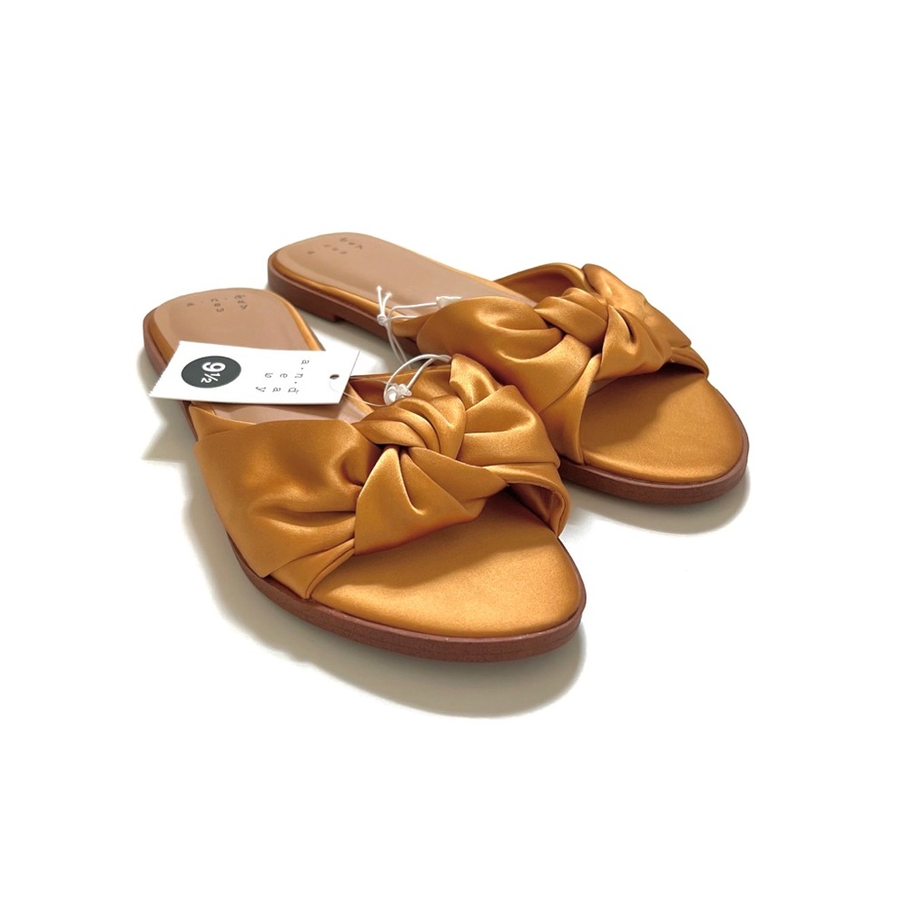 Knotted Satin Slide Sandals